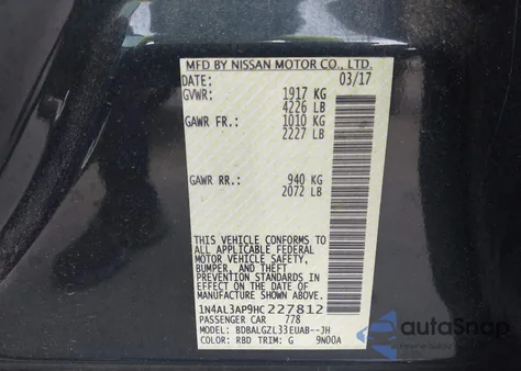 2017 Nissan Altima 2.5 S from USA, damaged, VIN 1N4AL3AP9HC227812